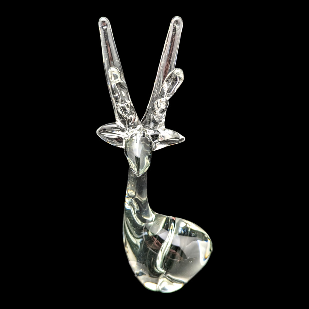 Vintage Enesco Clear Art Glass Reindeer Deer Stag Hand Blown Figurine 8.25" - Picture 10 of 10